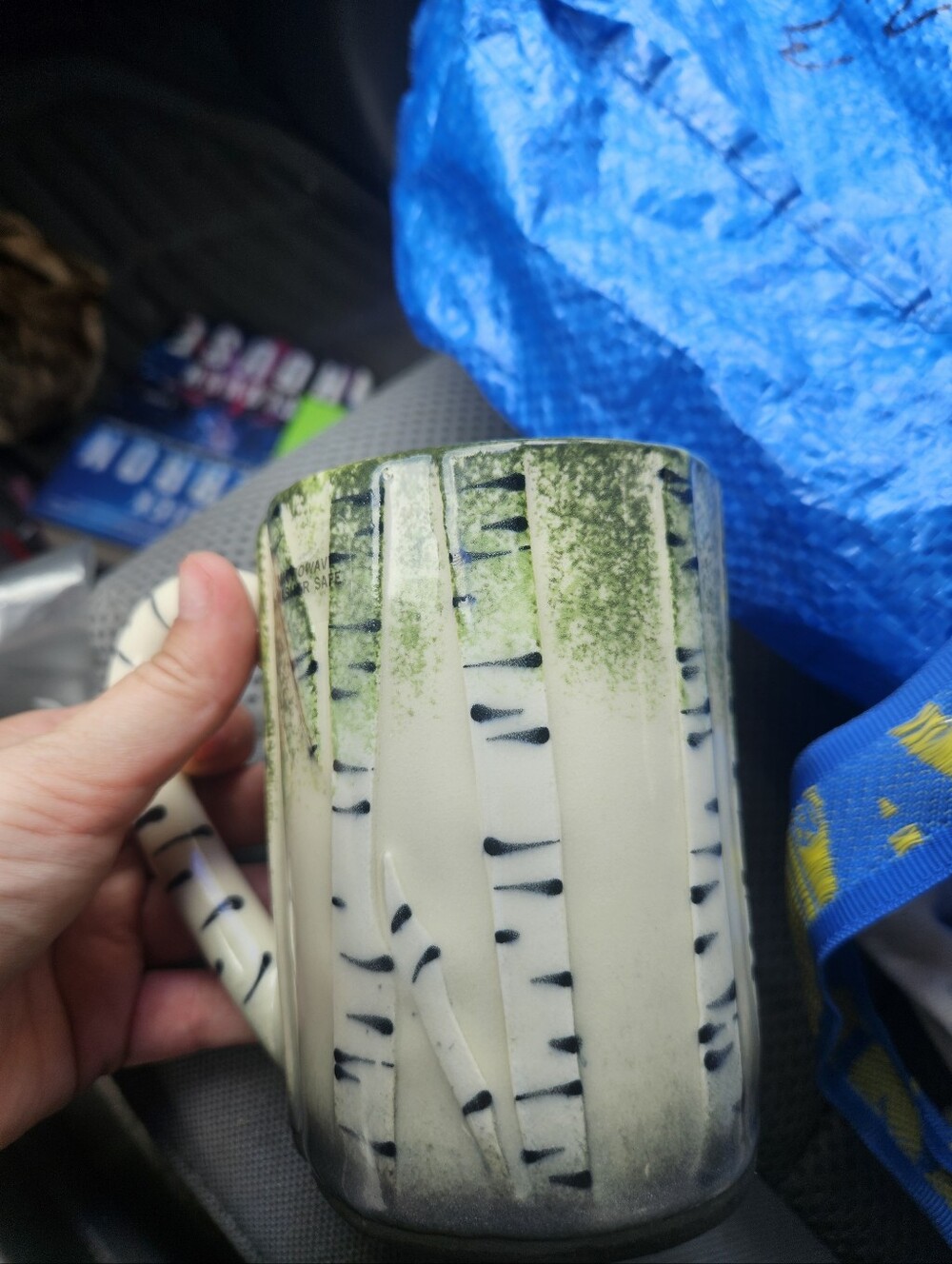 Birch Tree Ceramic Mug - Green and White Susan Robertson Pottery